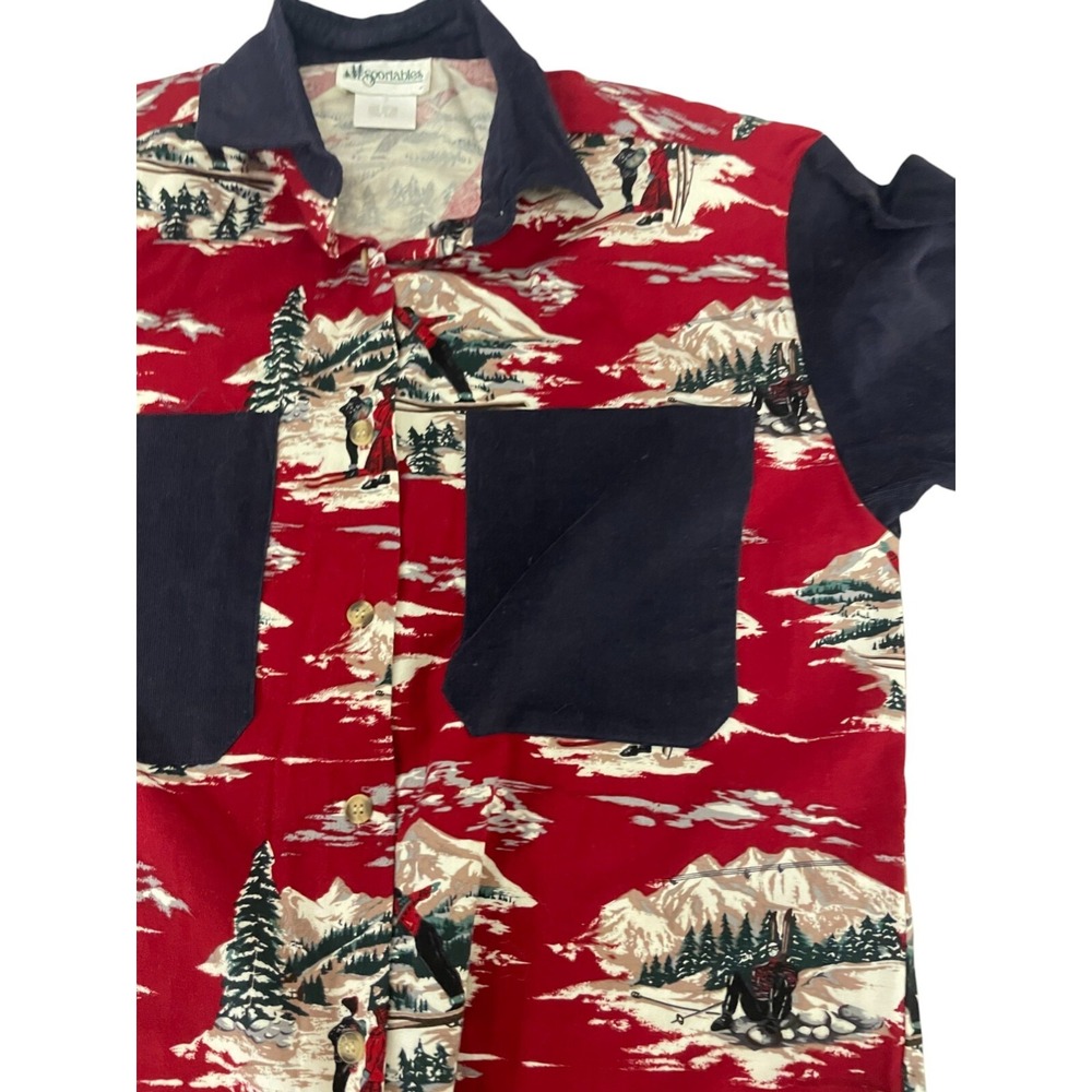 Sportables Button Up Shirt Winter Snow Scene Vintage Women's Small - Picture 4 of 8
